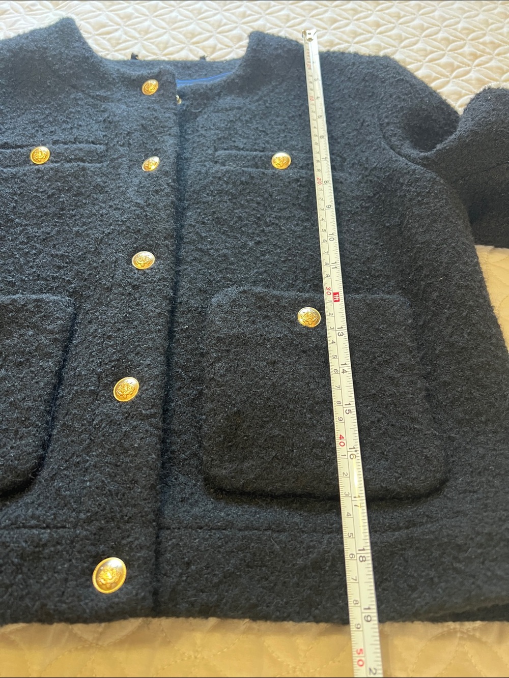J.Crew Collection Woman’s Black Bouclé Jacket with Gold Buttons - Picture 9 of 13